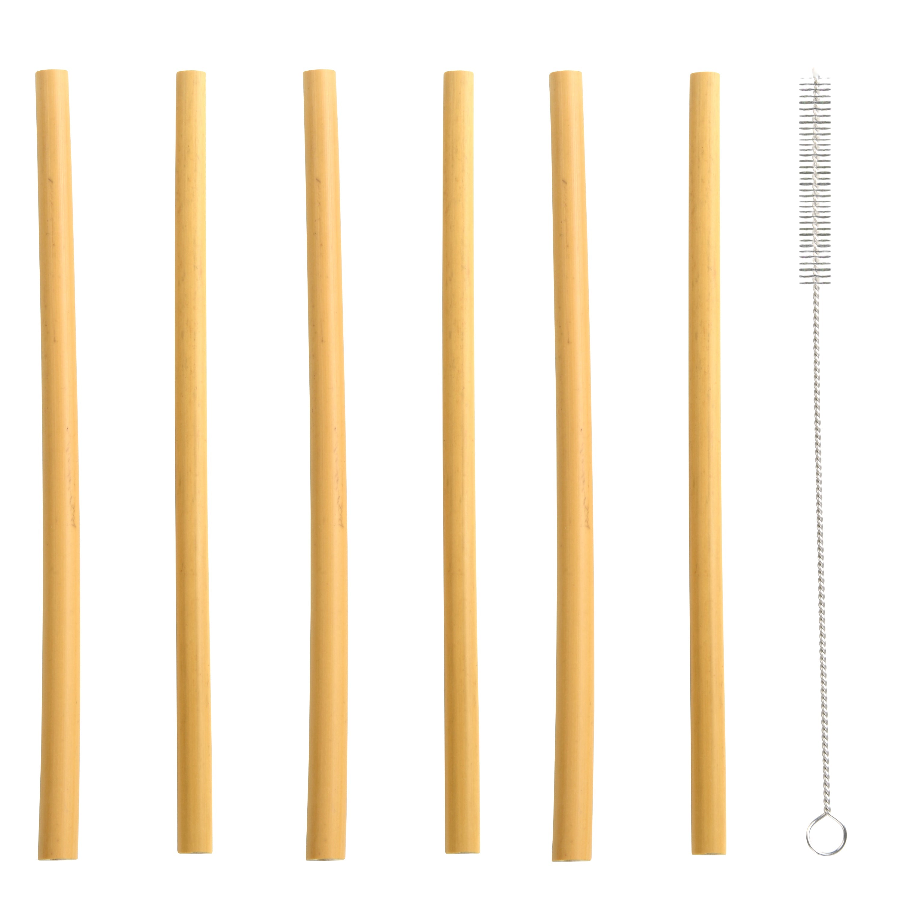 Bamboo Straws Including Cleaning Brush 