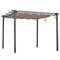 Outsunny 10'x10' Retractable Pergola Canopy Aluminium Sunshade Shelter Outdoor Gazebo for Deck Backyard Grey Frame