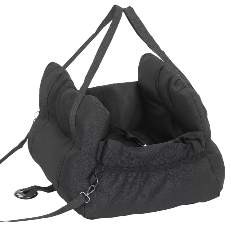 Dog Car Seat for Small Pets, Dog Booster Car Seat with Cushion and Storage Pockets, Machine Washable, Black