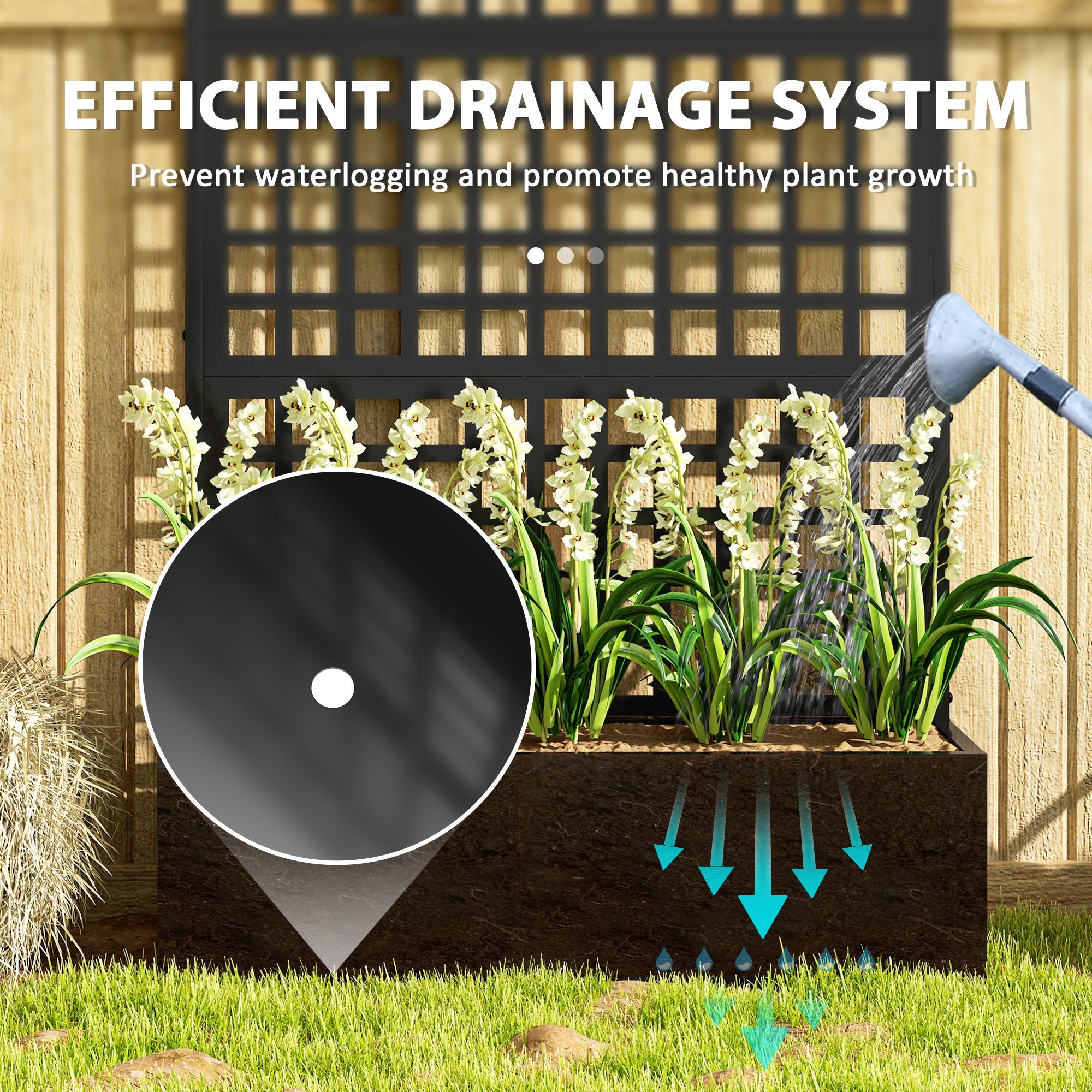 Outsunny Galvanized Raised Garden Bed Planter Box with Trellis for Climbing Plants, Vegetable, Vines, 43" x 16" x 70" 