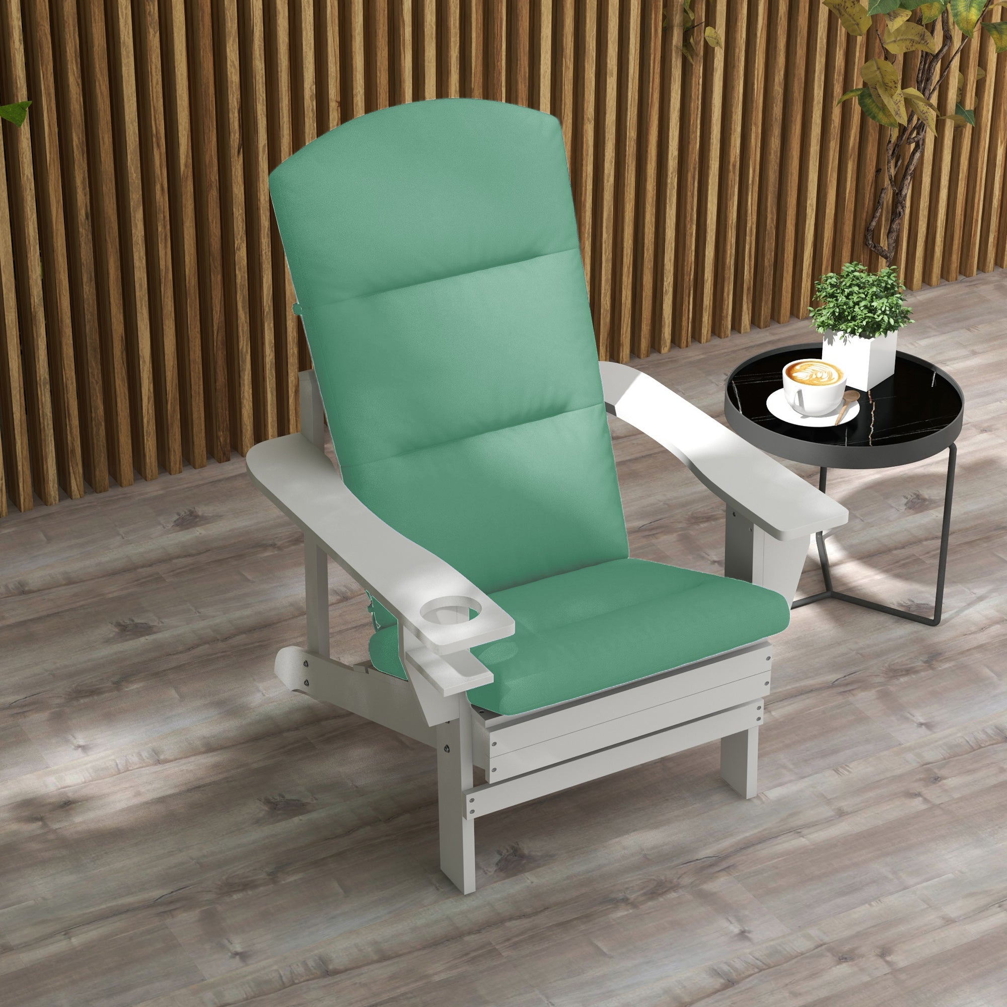 Outsunny Patio Chair Cushion for Adirondack Chairs Replacement Cushion with Back and Ties, Green 