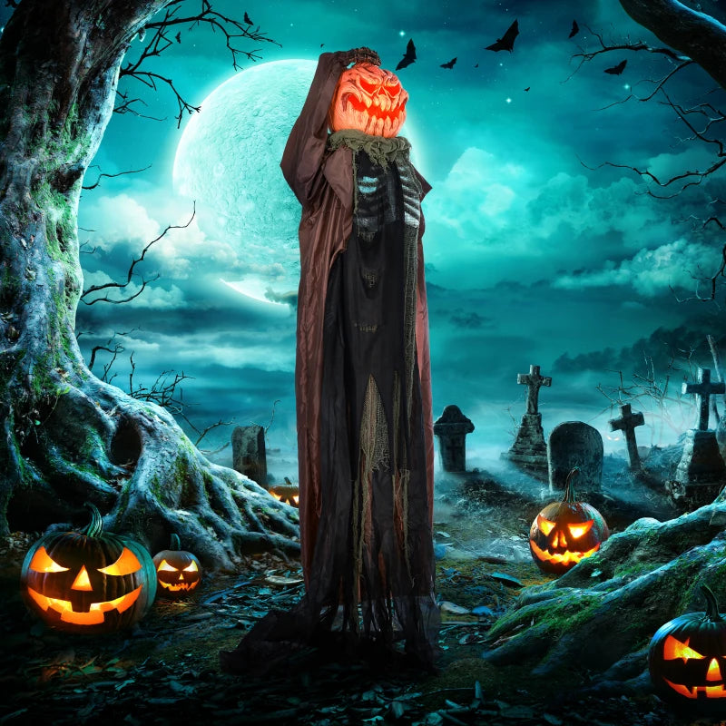 HOMCOM 6.4' Life-Size Winged Grim Reaper – Animated Halloween Decoration, Light-Up Eyes 