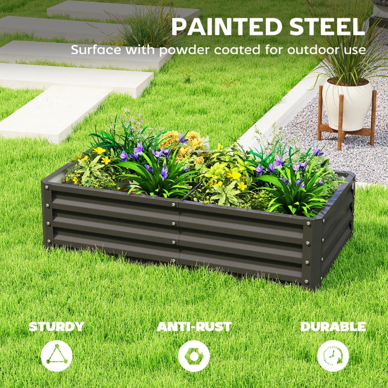 Galvanized Raised Garden Bed, Outdoor Planter Box for Vegetables, Flowers, Herbs, 4' x 2' x 1', Black