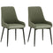 Upholstered Kitchen Chairs, Modern Dining Chairs Set of 2 with Diamond Tufting and Steel Legs for Dining Room, Green
