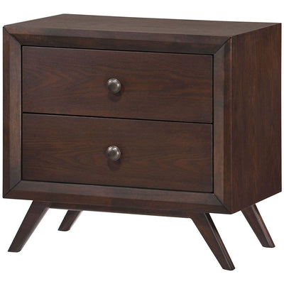 Mid-Century Modern Style End Table Nightstand in Cappuccino Wood Finish - Free Shipping 