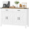 HOMCOM Farmhouse Buffet Cabinet Sideboard with 2 Drawers, 2 Storage Cabinets and Adjustable Shelves, White