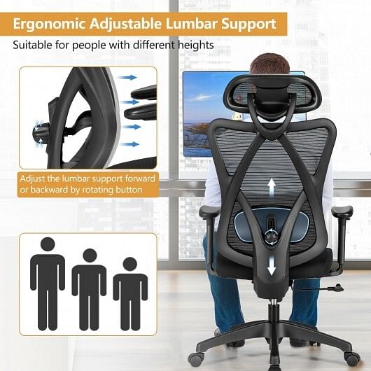 High Back Mesh Executive Chair with Adjustable Lumbar Support - Free Shipping 