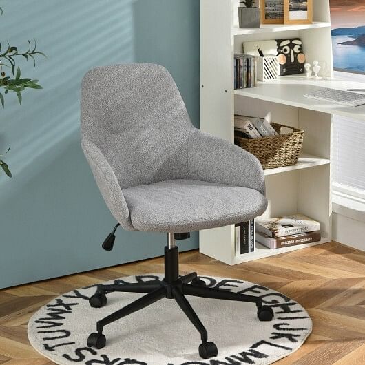 Fabric Home Office Chair with Rocking Backres-Gray - Free Shipping