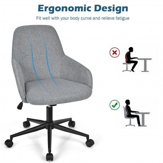 Fabric Home Office Chair with Rocking Backres-Gray - Free Shipping