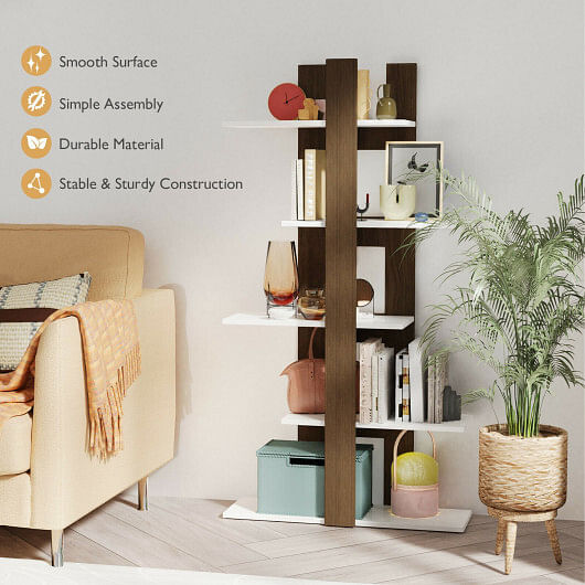 5-Tier Freestanding Bookshelf with Anti-Toppling Device - Free Shipping