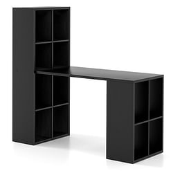 Modern Computer Desk with 12 Cubes Bookshelf-Black - Free Shipping 