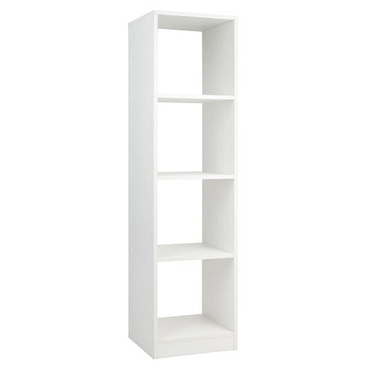 5 Tiers 4-Cube Narrow Bookshelf with 4 Anti-Tipping Kits-White - Free Shipping 
