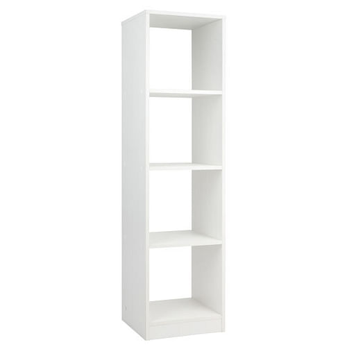 5 Tiers 4-Cube Narrow Bookshelf with 4 Anti-Tipping Kits-White - Free Shipping 