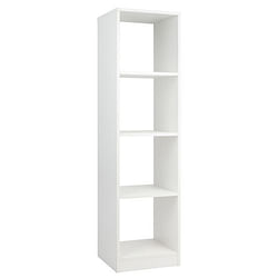 5 Tiers 4-Cube Narrow Bookshelf with 4 Anti-Tipping Kits-White - Free Shipping 