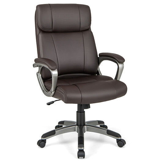 Swivel Ergonomic Office Chair Computer Desk Chair with Wheels-Brown - Free Shipping