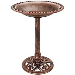 Outdoor Garden Polyresin Bird Bath in Rustic Aged Copper Brown Finish - Free Shipping 