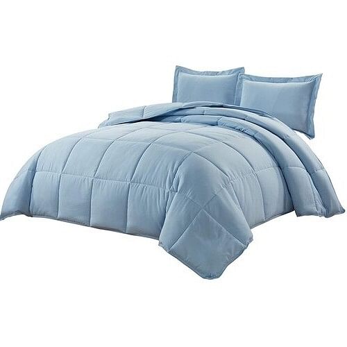 Queen Size Reversible Microfiber Down Alternative Comforter Set in Blue - Free Shipping