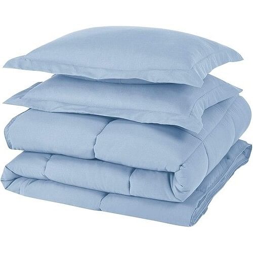 Queen Size Reversible Microfiber Down Alternative Comforter Set in Blue - Free Shipping