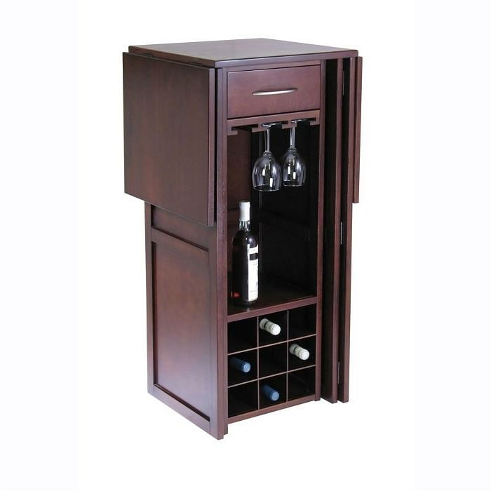 9 Bottle Walnut Wine Bottle Rack Mini Bar Expandable Counter - Free Shipping