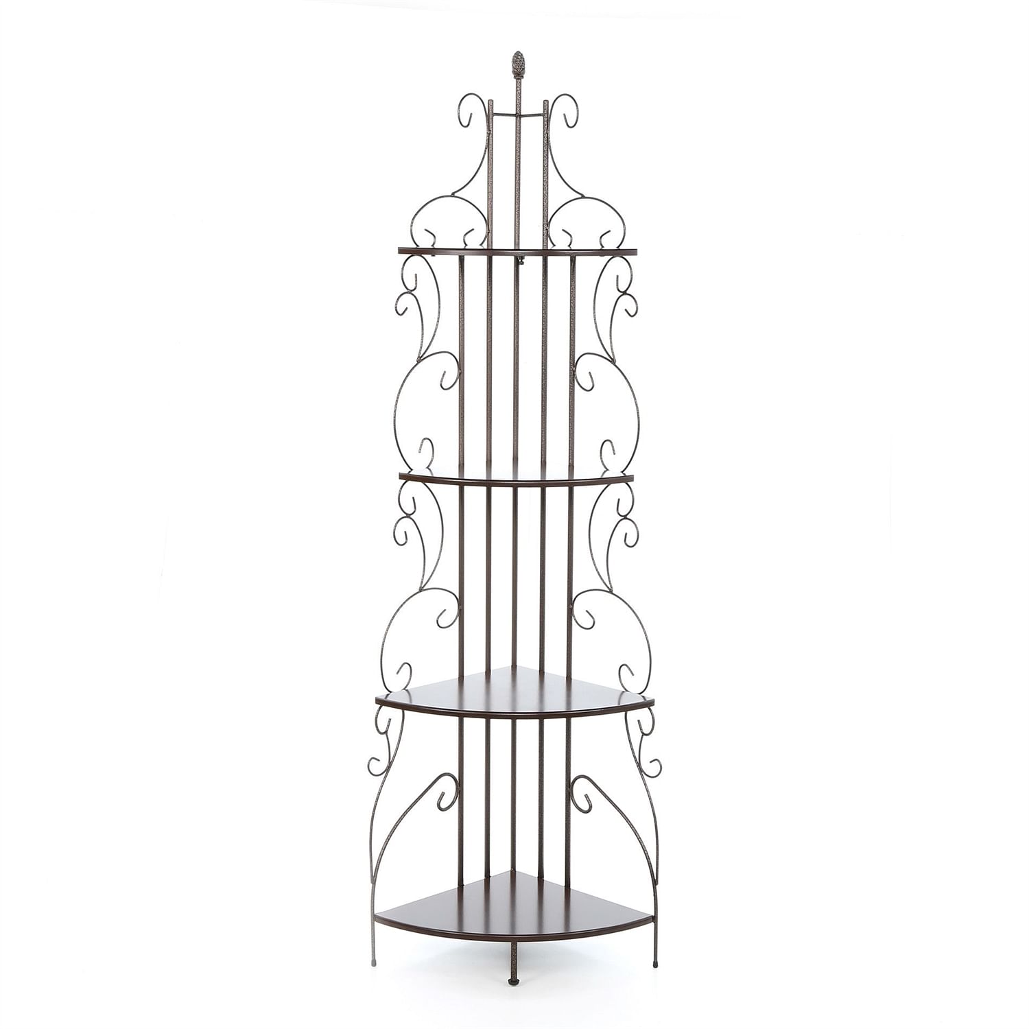 Ornate 4-Tier Metal Corner Bakers Rack Kitchen Dining Shelf - Free Shipping 