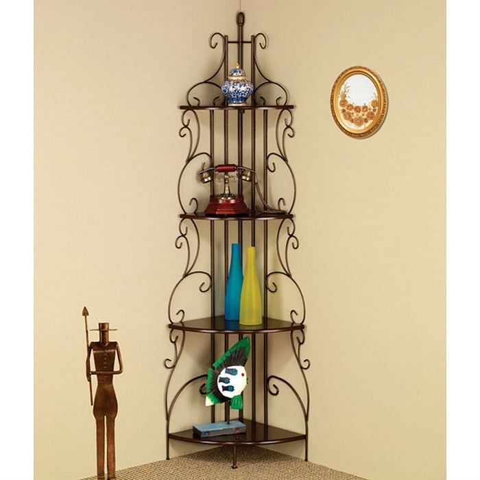 Ornate 4-Tier Metal Corner Bakers Rack Kitchen Dining Shelf - Free Shipping 