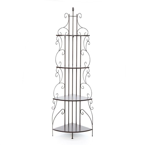 Ornate 4-Tier Metal Corner Bakers Rack Kitchen Dining Shelf - Free Shipping 