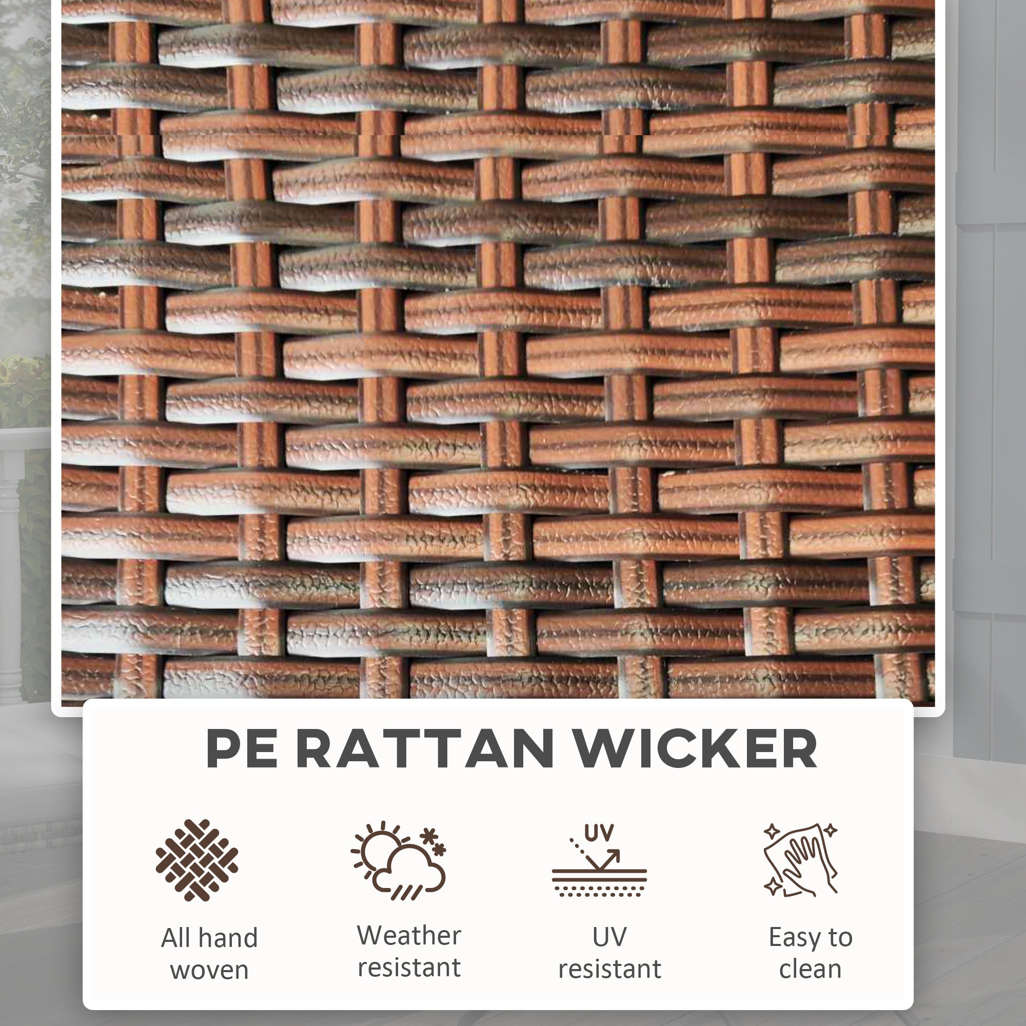 Outsunny Foldable Rattan Side Table Outdoor PE Wicker End Table Φ23.6" x 27.6" H Brown Patio Furniture 