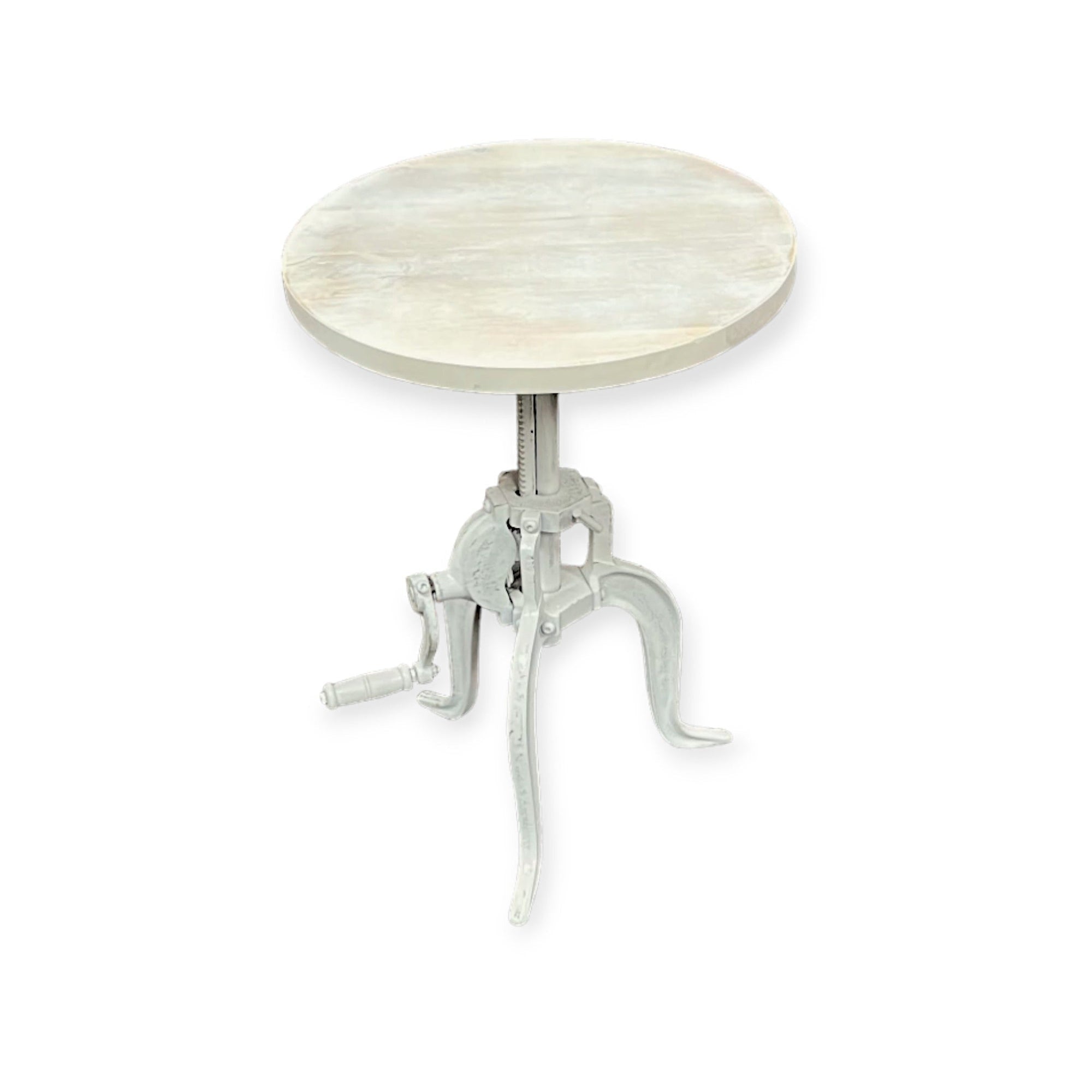 Kai Adjustable Crank Side Table, Antique White 