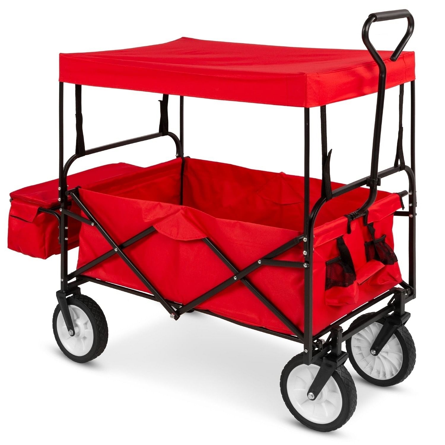 Collapsible Utility Wagon Cart Indoor/Outdoor with Canopy - Red - Free Shipping 