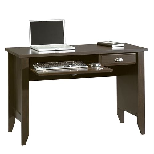Computer Desk with Keyboard Tray in Dark Brown Mocha Espresso Wood Finish - Free Shipping 