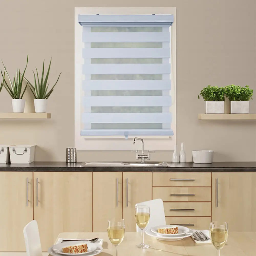 ITY CDNW-1 36 Olivia Stone Cordless Polyester Zebra Day-Night Blind 36"x84" in White