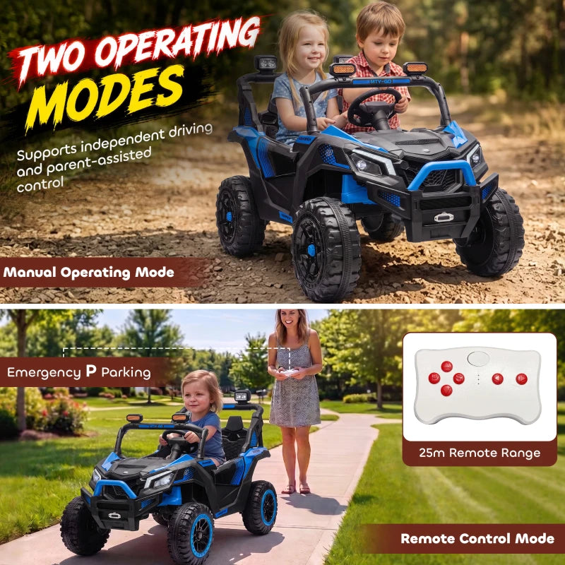 24V 2-Seater Kids Electric UTV Ride-On Truck – Dual 120W Motors, Remote Control, 4-Wheel Suspension & Storage Bed