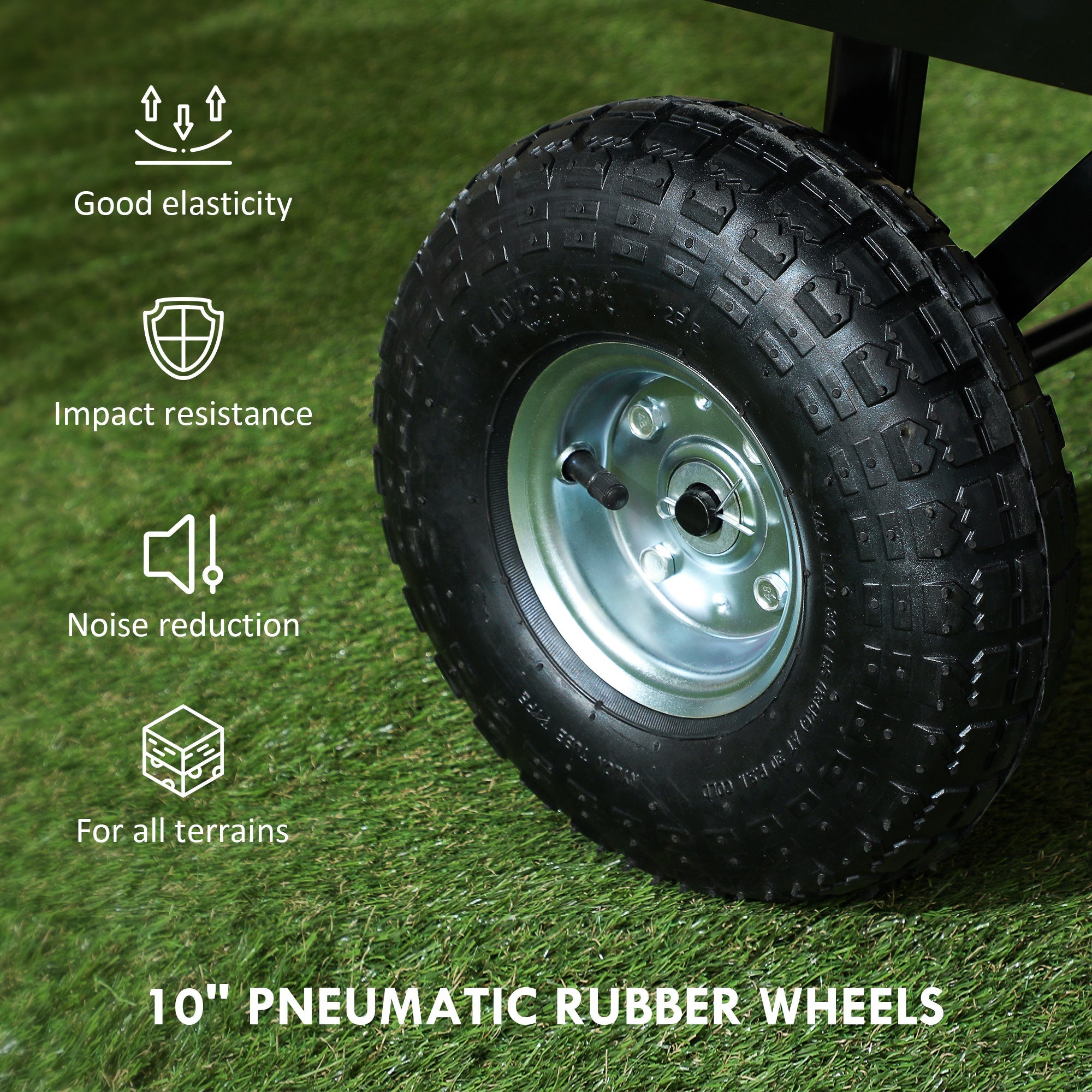 Outsunny Steel Garden Cart, Utility Wagon Cart with Removable Liner, Quick-Release Sides, 10" Wheels, 660lbs Capacity 