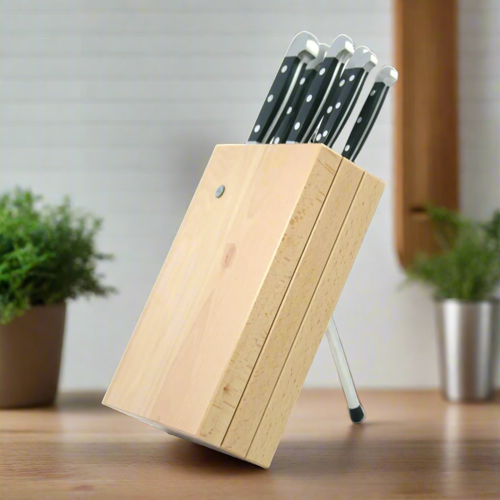 Knife Block Holder - Milly Beech Wood - (Knife not included) 