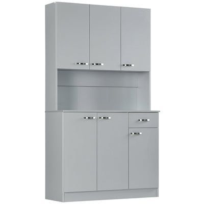HOMCOM 71" Modern Buffet Hutch Freestanding Kitchen Storage Cabinets Drawer Microwave Counter Grey 