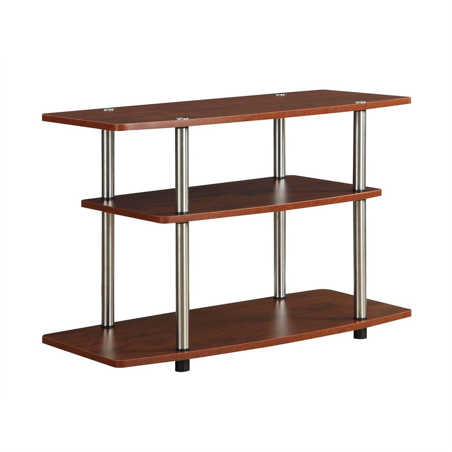 Modern Wood and Metal TV Stand in Cherry Brown Finish - Free Shipping