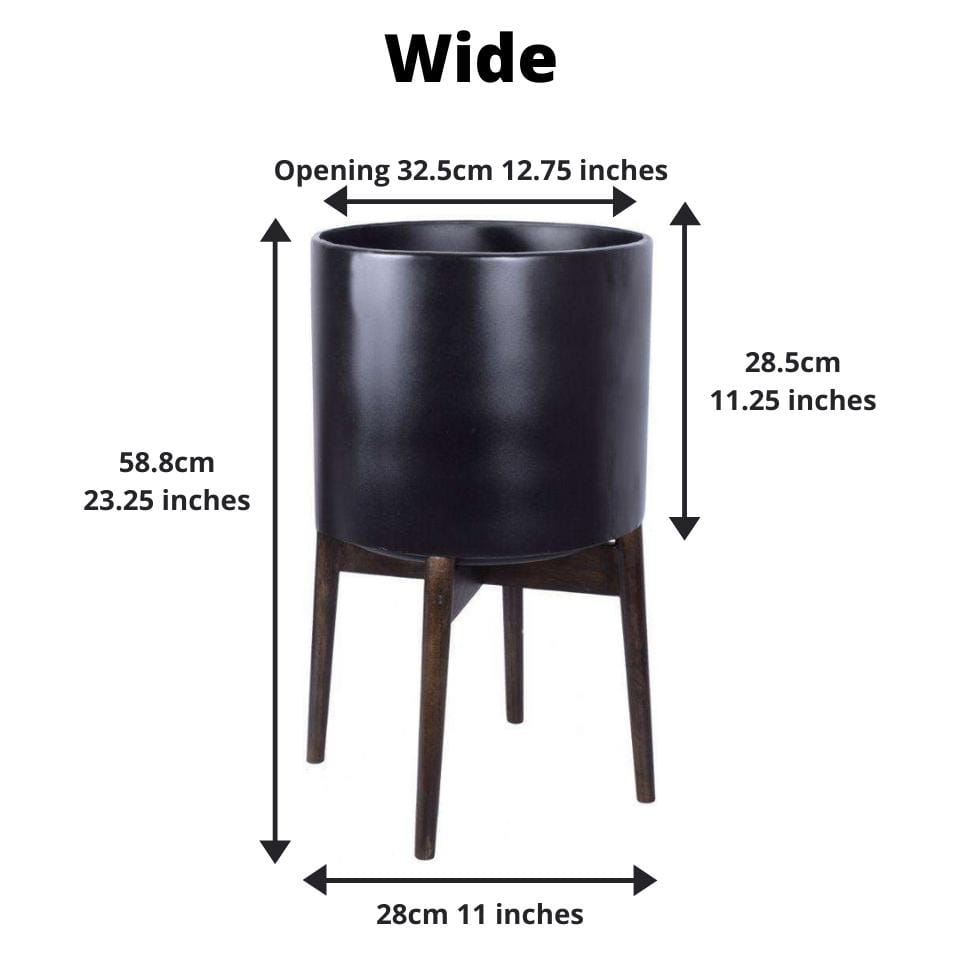 Ceza - Brass Modern Plant Stand With Black Planter 