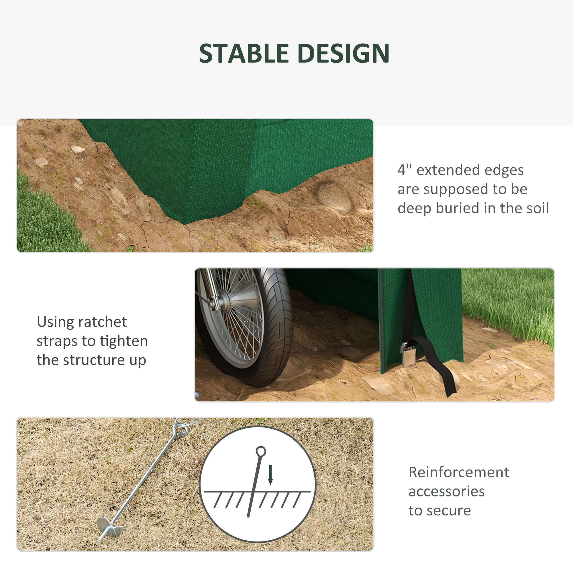 Outsunny 8x6 Carport with Roll-up Door Green Outdoor Carport Tent with Steel Frame for Motorcycle & Car 