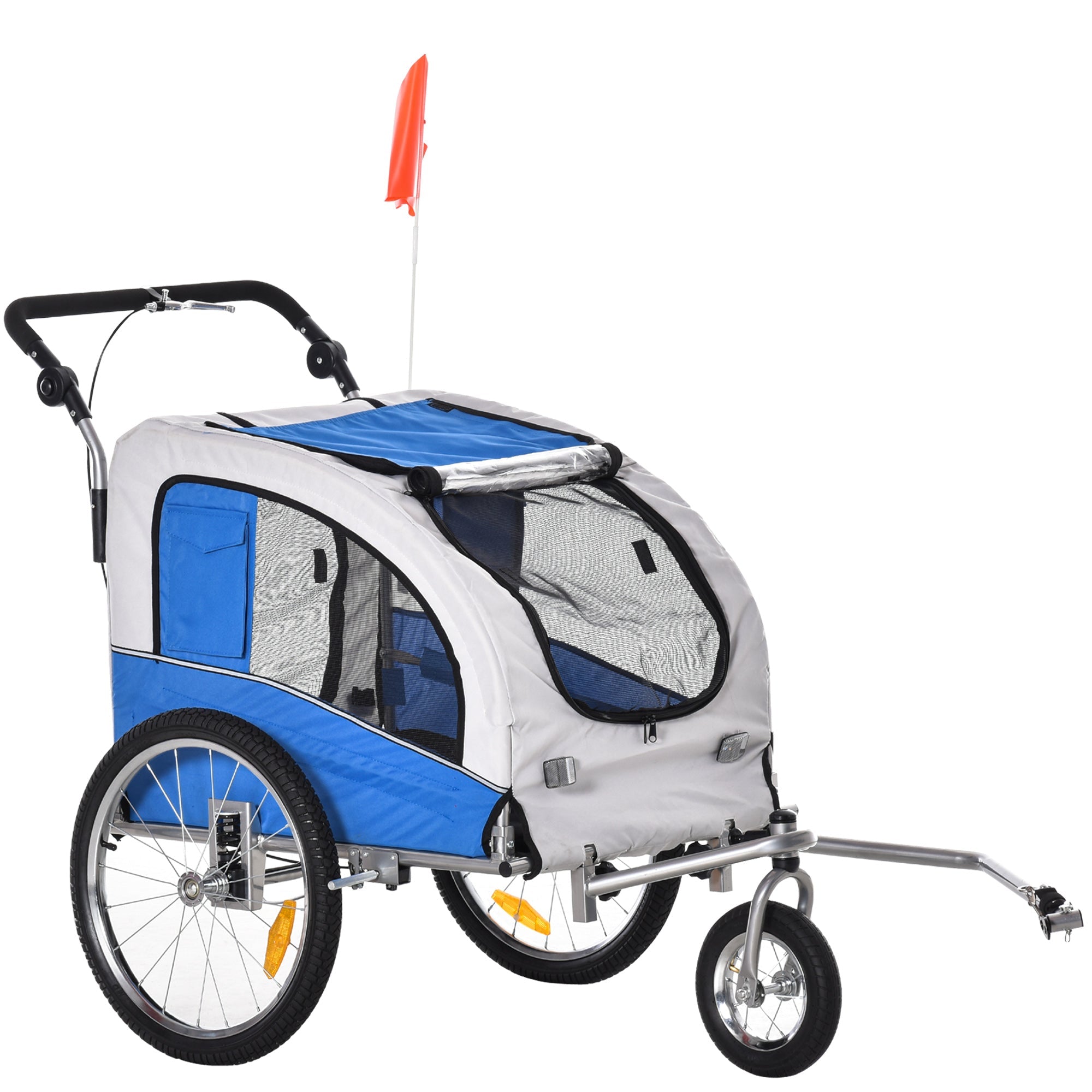 Aosom Elite II 2-In-1 Dog Bike Trailer Pet Stroller Cart Bicycle Wagon Travel Carrier with Suspension Blue 