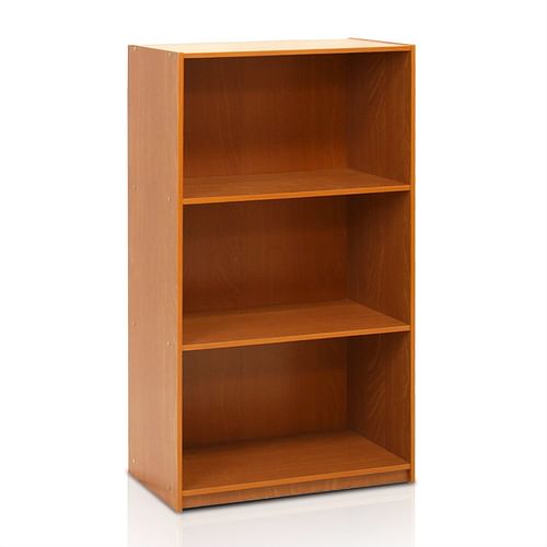 Modern 3-Shelf Bookcase in Light Cherry Wood Finish - Free Shipping