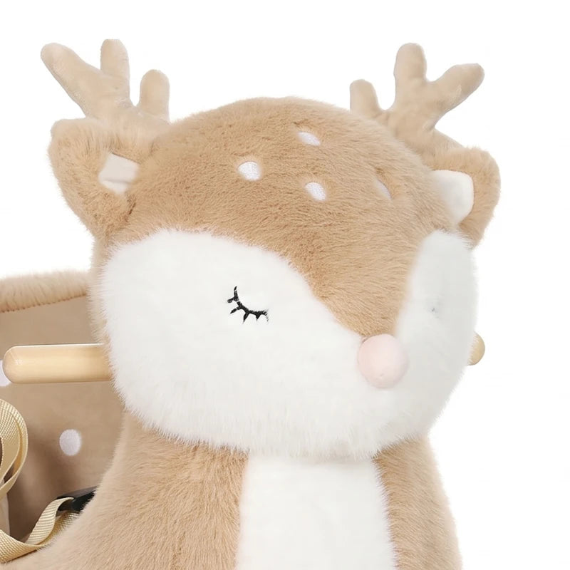Toddler Deer Rocking Horse with Animal Sound, Safety Belt & Rocking Stopper – Brown