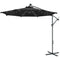 Outsunny 10ft Outdoor Cantilever Umbrella Banana Umbrella with Solar Lights and Adjustable Angle for Patio Backyard Black