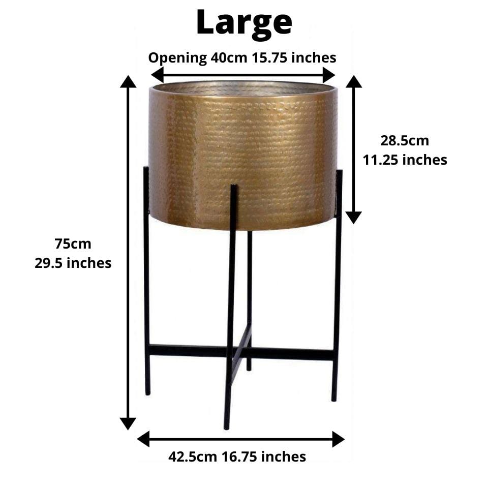 Chava - Brass Mid-Century Planter With Black Stand (Multiple Sizes) 