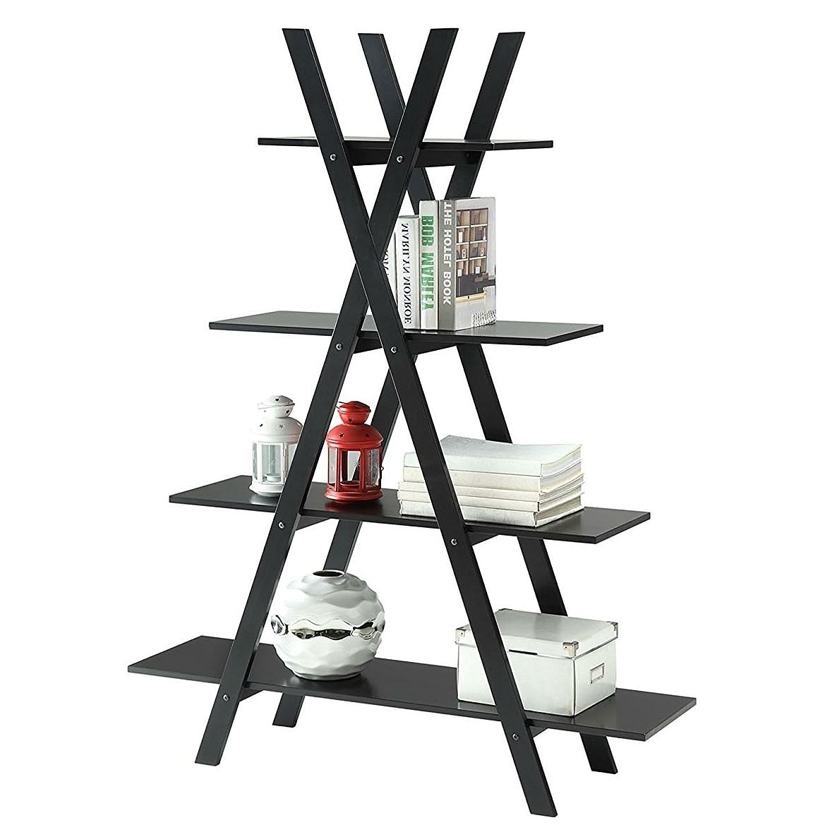 Modern A-Frame 4-Shelf Bookcase Bookshelf Display Shelves - Free Shipping