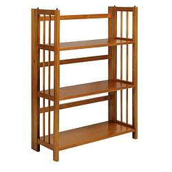 3-Shelf Folding Storage Shelves Bookcase in Honey Oak Finish - Free Shipping 