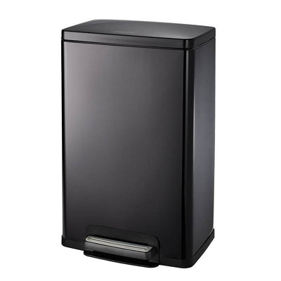 Stainless Steel 13-Gallon Kitchen Trash Can with Step Lid Charcoal Black Grey - Free Shipping 