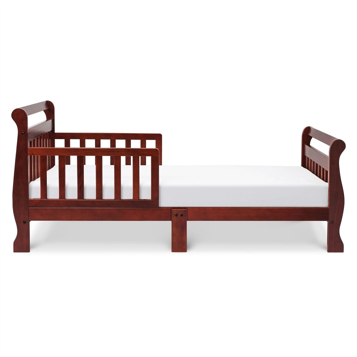 Cherry Modern Slatted Guard Rails Toddler Sleigh Bed - Free Shipping