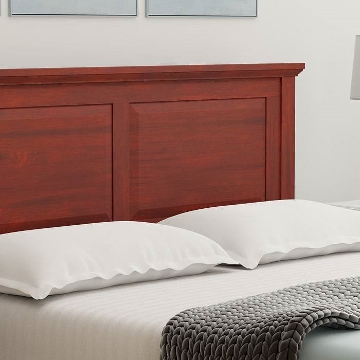 Queen Traditional Solid Oak Wooden Platform Bed Frame with Headboard in Cherry - Free Shipping