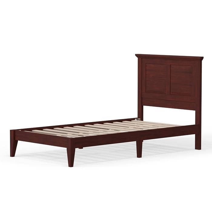 Twin Traditional Solid Oak Wooden Platform Bed Frame with Headboard in Cherry - Free Shipping