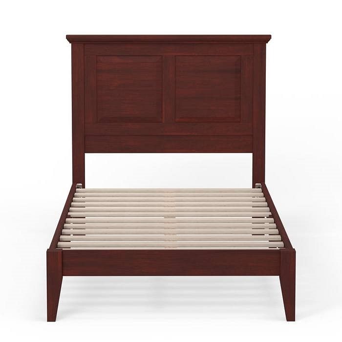 Twin Traditional Solid Oak Wooden Platform Bed Frame with Headboard in Cherry - Free Shipping